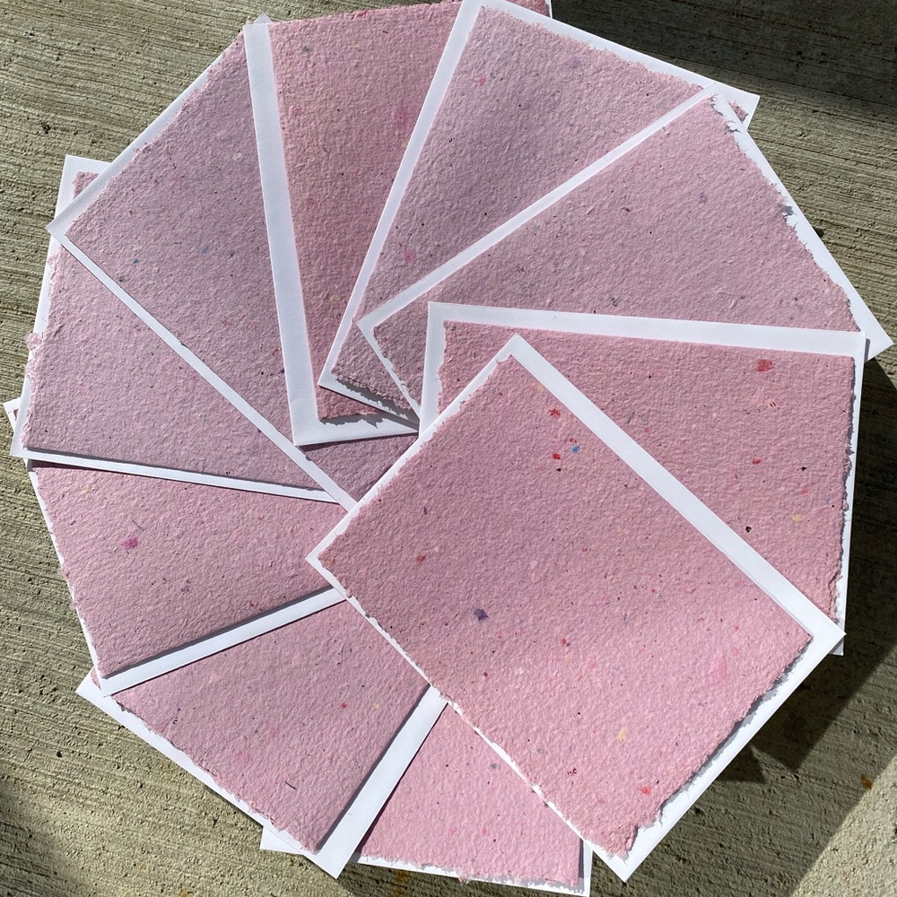 Handmade Recycled Paper Notecards 4 x 6 pink